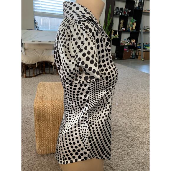 BCX Polka dot button down blouse sz S - Picture 5 of 7